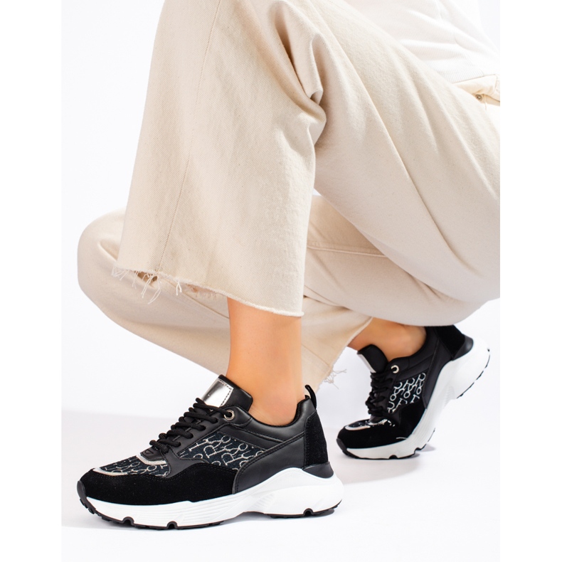 Fekete Shelovet női vastag talpú tornacipő 1