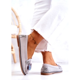 Evento Női velúr cipők rojtokkal Szürke Laressa 3