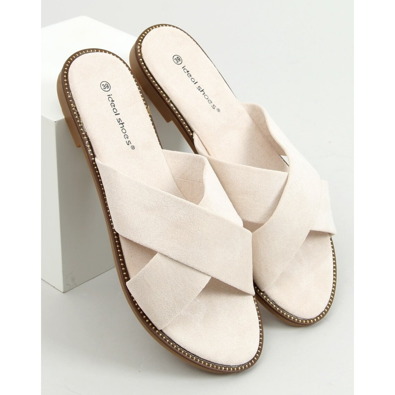 BM Alyson Beige női kereszt alakú papucs bézs 1