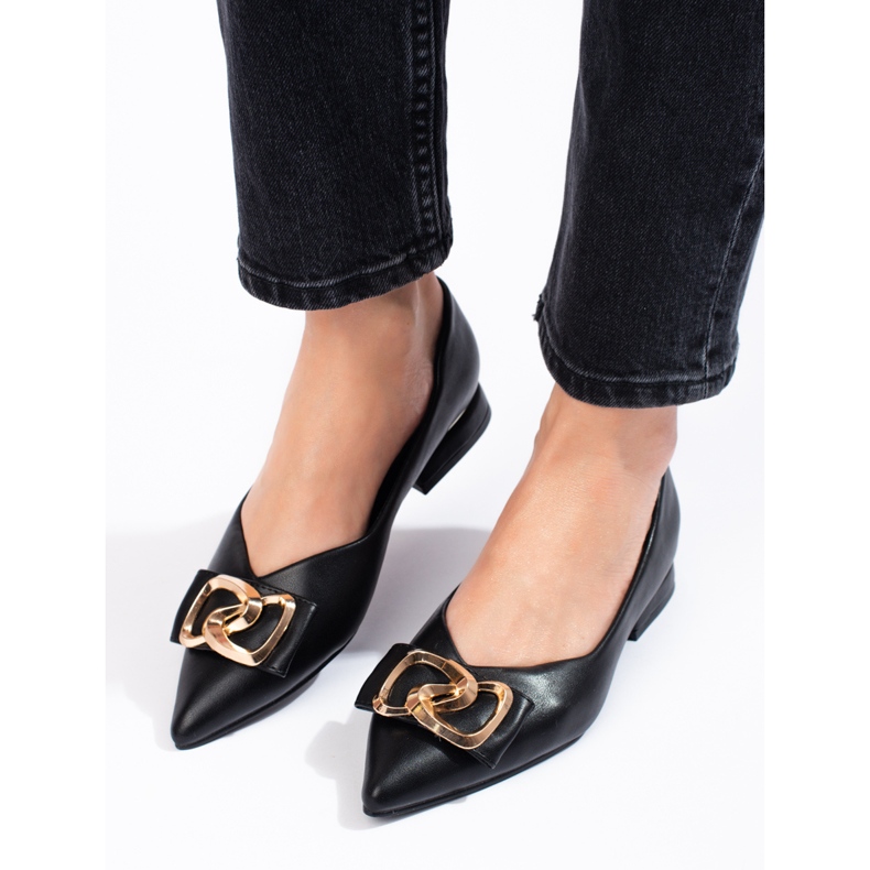 Női Vinceza fekete lapos sarkú pumpák barna 2