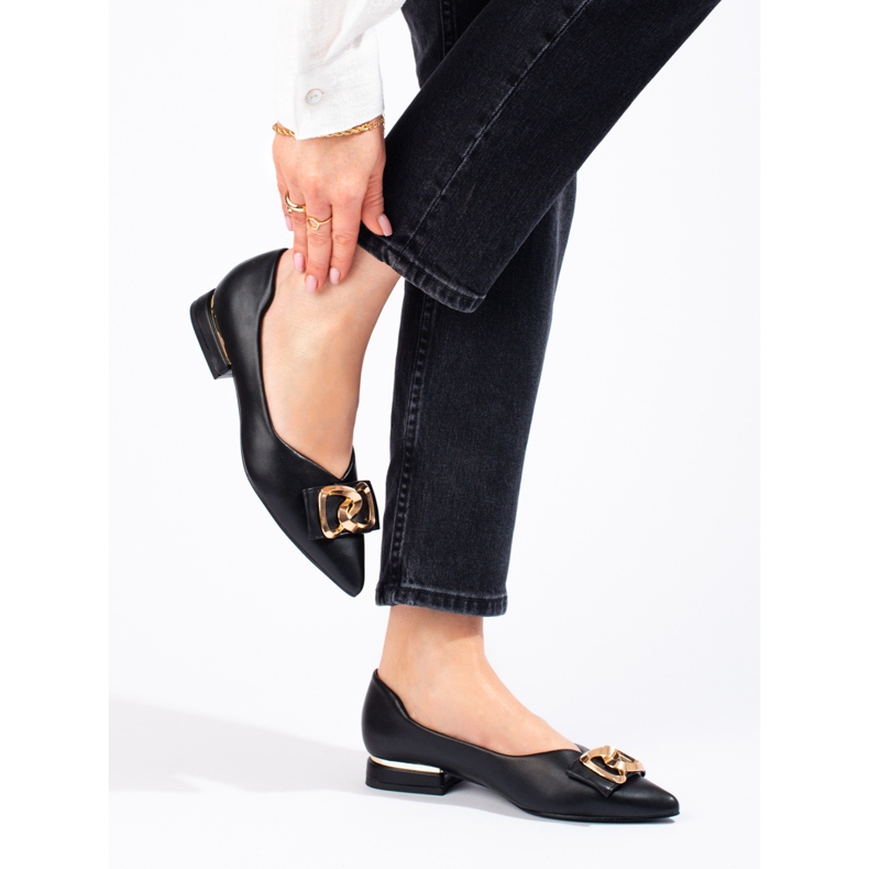 Női Vinceza fekete lapos sarkú pumpák barna 1