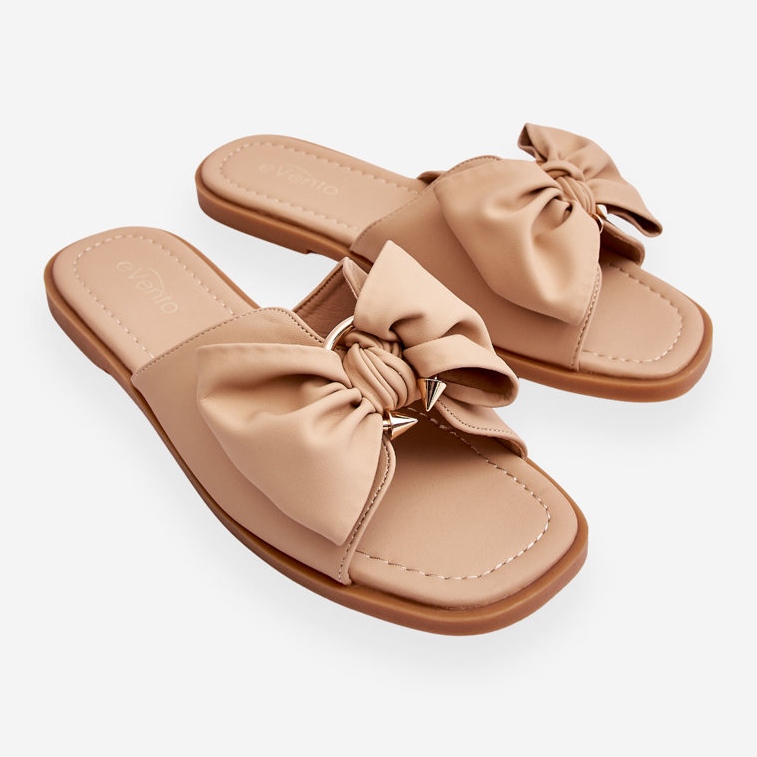 Női papucs masnival bézs színű Becky 1