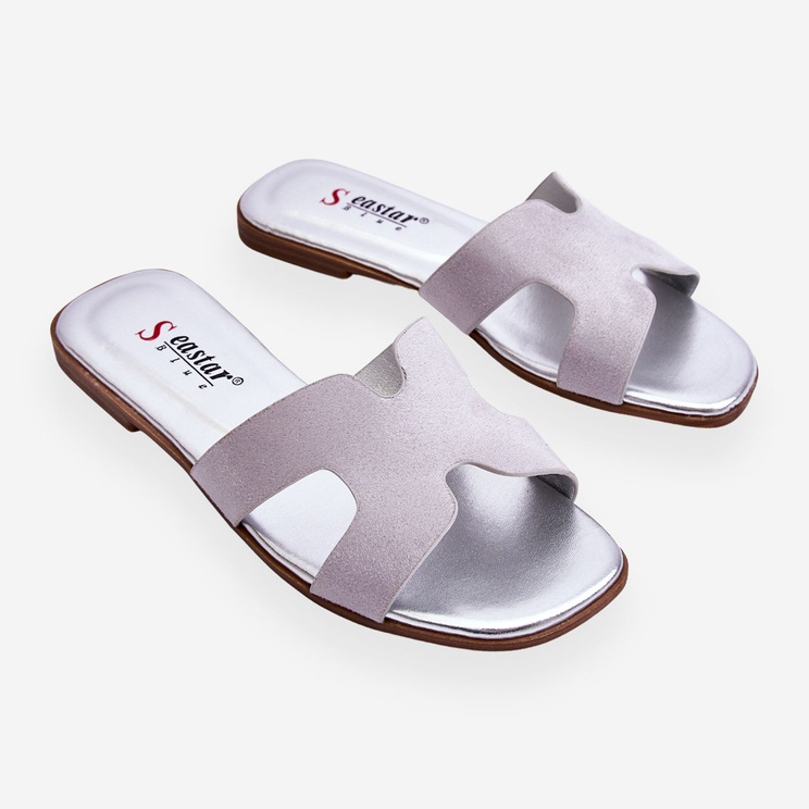 Női klasszikus velúr papucs szürke Evana 1