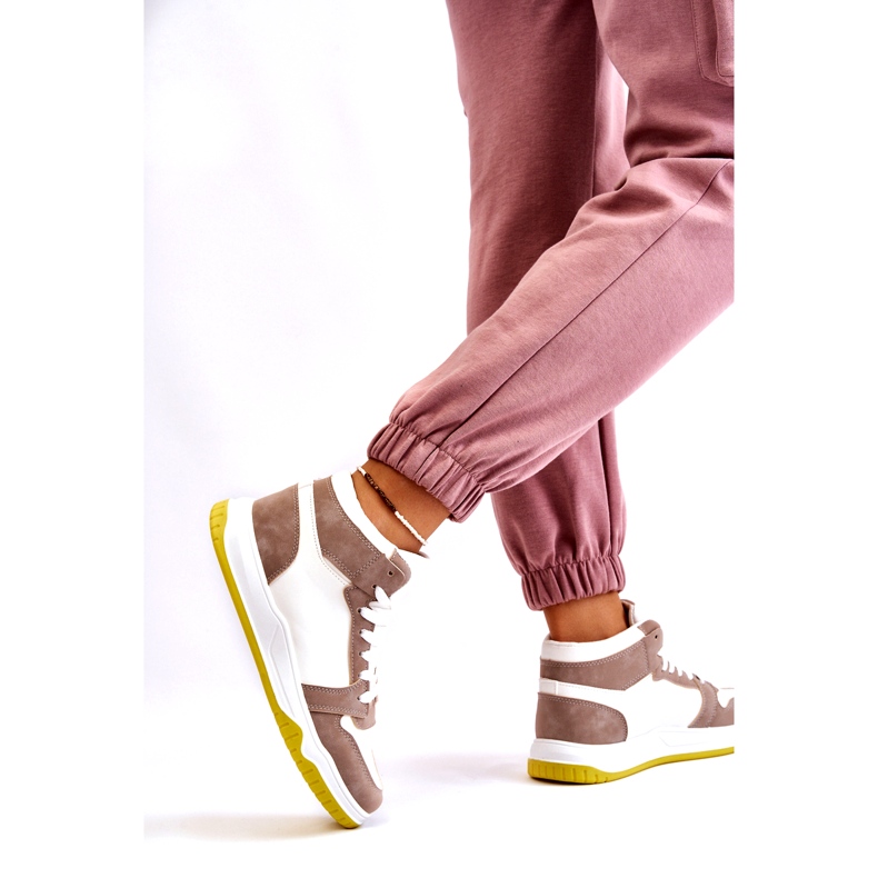 High Női sportcipők, tornacipők, fehér és bézs 4