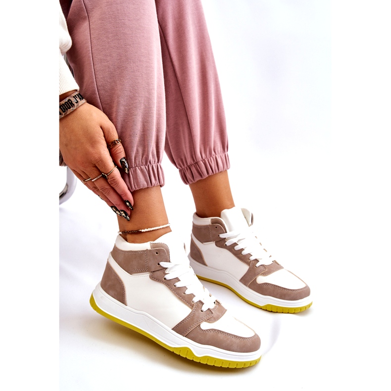 High Női sportcipők, tornacipők, fehér és bézs 1