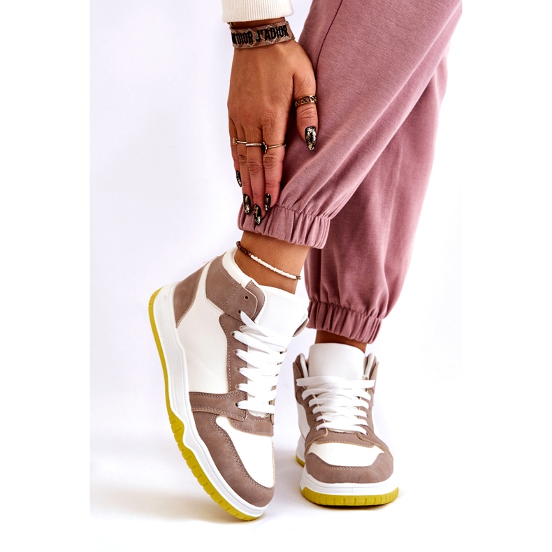 High Női sportcipők, tornacipők, fehér és bézs 2