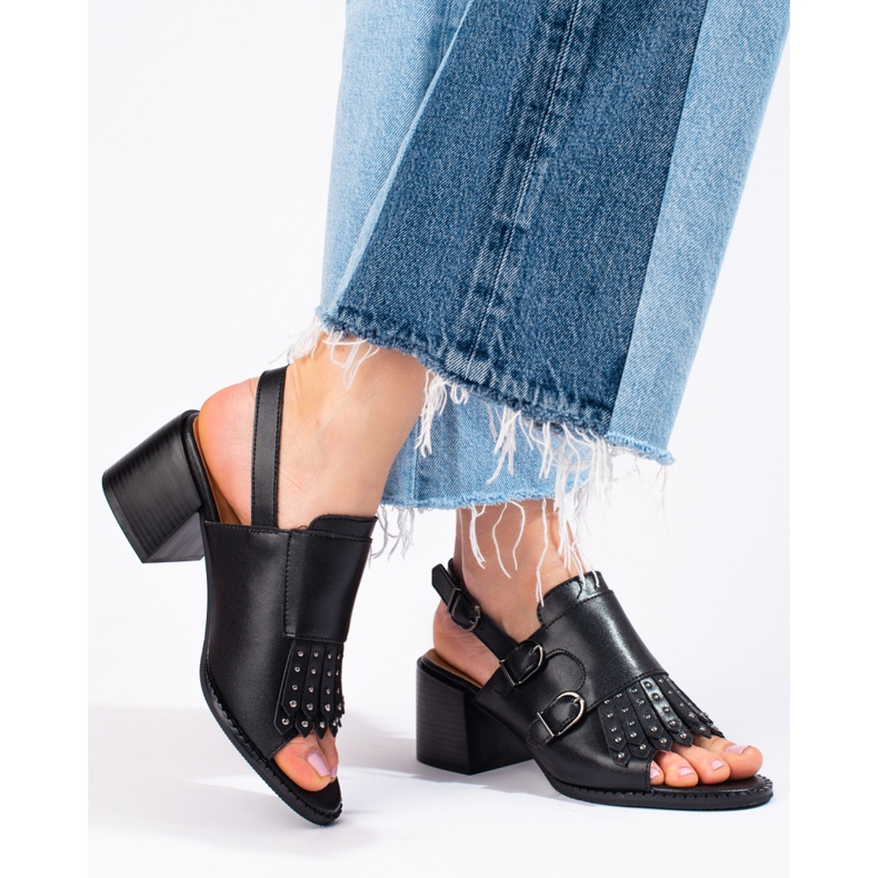 Bőr szandál fúvókákkal LA.FI fekete 1 Bőr szandál fúvókákkal LA.FI fekete 1