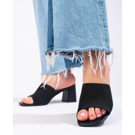 Shelovet női textil fekete csúszdák a poszton 1