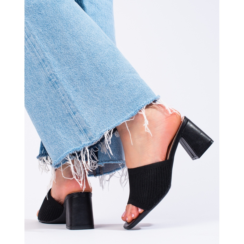 Shelovet női textil fekete csúszdák a poszton 2