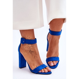 Sötétkék Jacqueline Suede magassarkú szandál 1