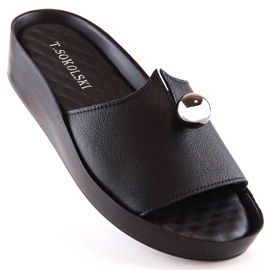 Női fekete bőrpapucs T.Sokolski L22-312 1