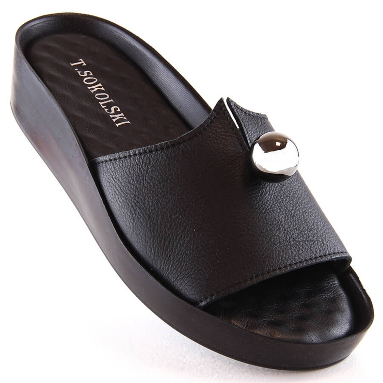 Női fekete bőrpapucs T.Sokolski L22-312 1