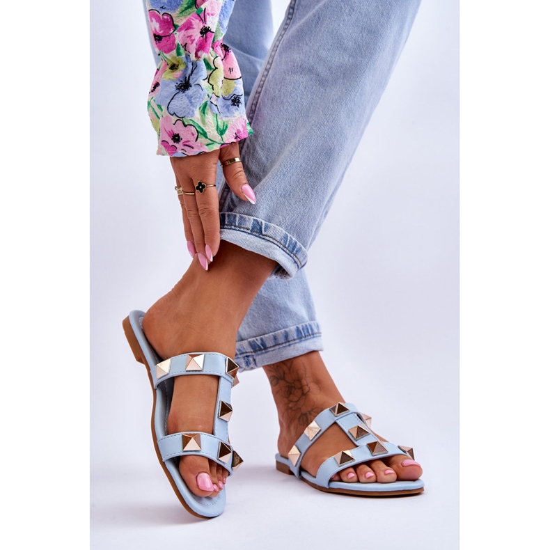 Mercure kék női papucs nagy szegecsekkel 2