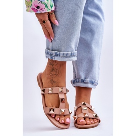 Nude Mercure női papucs nagy szegecsekkel rózsaszín 1