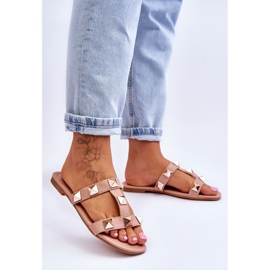 Nude Mercure női papucs nagy szegecsekkel rózsaszín 2