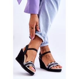 Női kényelmes ékszandál Big Star LL274877 fekete 2