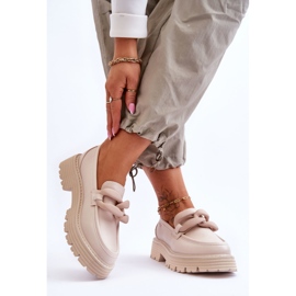 Bőr Loafers Big Star Shoes LL274581 Bézs 2