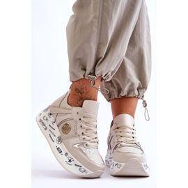 PE1 Női bőr tornacipő egy vaskos platformon bézs Asturias 1