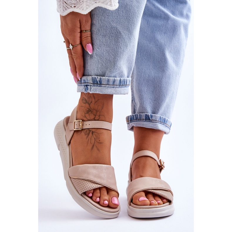 Női komfortcipő Wedge szandál Nude Ingrid bézs 1