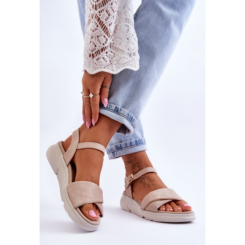 Női komfortcipő Wedge szandál Nude Ingrid bézs 2