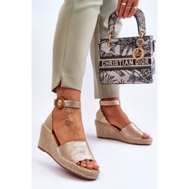 Bőr Wedge Sandals Comfort Shoe Golden Verola aranysárga 2