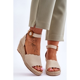 Bőr Wedge Sandals Comfort Shoe Beige Verola bézs 1