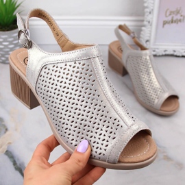 Bőr kényelmes női szandál arany Filippo DS4475 sarokkal aranysárga 1