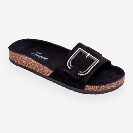 Női Velúr Platform papucs Fekete Festil 2