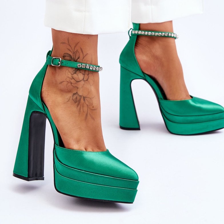 Divatos Pumpák Sarkon Zöld Santoro 2