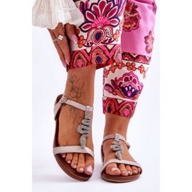 Bőr szandál dekoratív kígyóval S.Barski KV-5541-42 Beige bézs 1