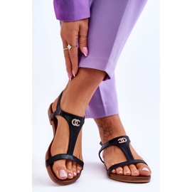 Lapos szandál díszítéssel S.Barski KV-5541-45 Fekete 2