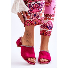 Velúr magassarkú papucs S.Barski KV-612-2 Fukszia rózsaszín 2