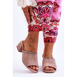 S.Barski Velúr magassarkú papucs KV-612-2 Bézs 1