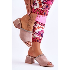 S.Barski Velúr magassarkú papucs KV-612-2 Bézs 2