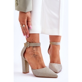 Fényes magassarkú pumpák Gold True Love aranysárga 1