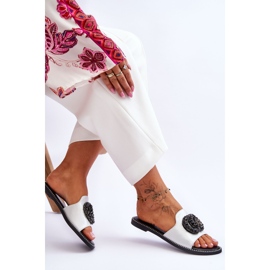 Női lapos papucs díszekkel S.Barski KV-520-3 Ezüst 2