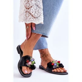 S.Barski Papucs dekoratív gyöngyökkel KV-2775-47 Fekete 2