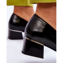 Vinceza Divatos lakkbőr pumpák Shira fekete dekoratív masnival 4