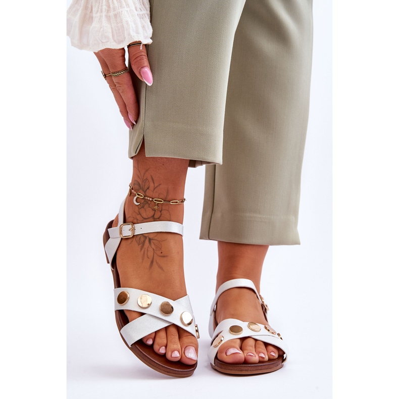 Lapos szandál S.Barski KV-5541-35 fehér és ezüst 1