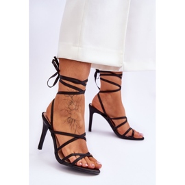 Női Kötött Szandál Magas Sarkú Fekete Meya 2