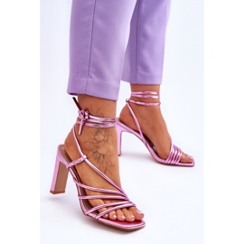 Divatos kötött rózsaszín Tessoro magassarkú szandál 2