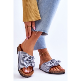 FJ1 Flip Flops Egy Parafa Platformon Fehér és Kék Csíkos Ünnepi 2