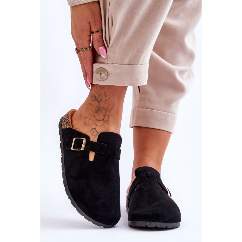 FJ1 Velúr szandál parafa platformon, fekete Vellma 1