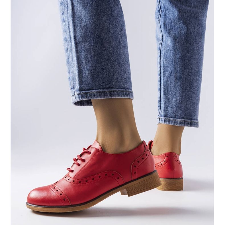 Bézs brogues LS5379 Taupe piros 1