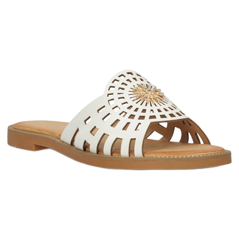 Divatos női áttört papucsok cirkóniával Filippo DK4621/23 WH fehér 6