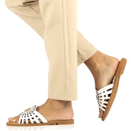 Divatos női áttört papucsok cirkóniával Filippo DK4621/23 WH fehér 7