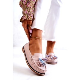 Evento Rózsaszín Laressa női bőrcipő rojtokkal 5