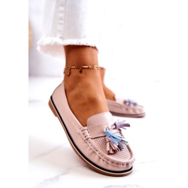 Evento Rózsaszín Laressa női bőrcipő rojtokkal 4