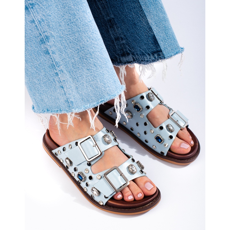 Seastar Divatos papucsok kristályokkal kék 2 Seastar Divatos papucsok kristályokkal kék 2