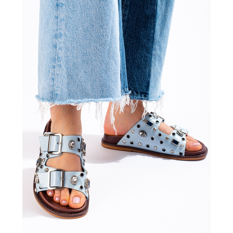 Seastar Divatos papucsok kristályokkal kék 1 Seastar Divatos papucsok kristályokkal kék 1